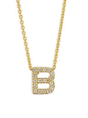 Roberto Coin Diamond & 18k Yellow Gold Letter B Necklace