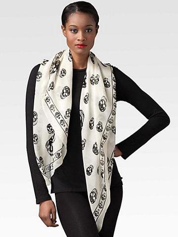 Alexander Mcqueen Classic Skull Silk Chiffon Scarf