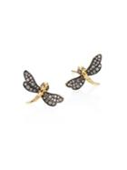 Annoushka Love Diamonds & 18k Yellow Gold Dragonfly Stud Earrings
