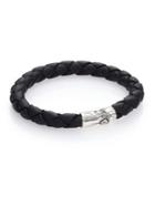 John Hardy Bamboo Woven Leather And Sterling Silver Bracelet