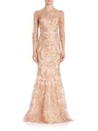 Marchesa Notte Embroidered Overlay Gown