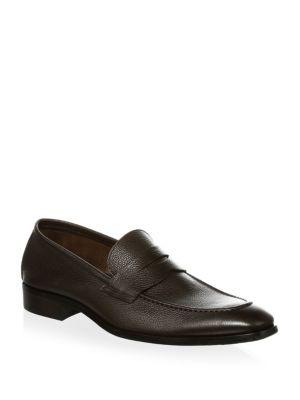 To Boot New York Textured Leather Penny Loafers