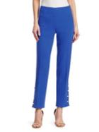 Lela Rose Wool Crepe Pants With Faux-pearl Buttons