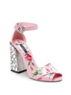 Dolce & Gabbana Floral-print Block Heel Sandals