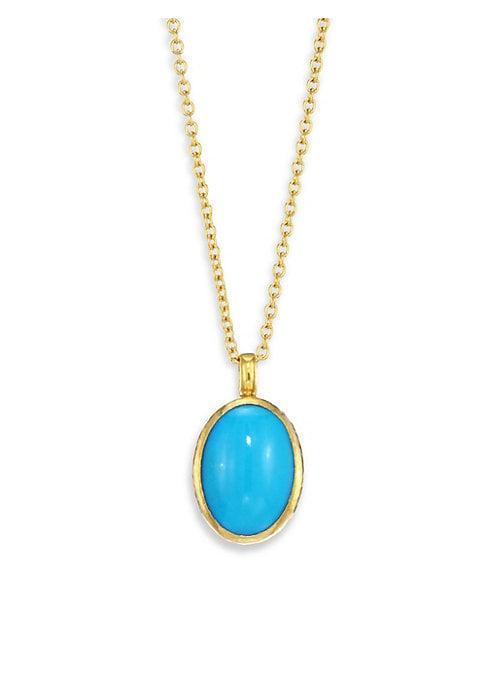 Gurhan 24k Yellow Gold & Turquoise Pendant Necklace