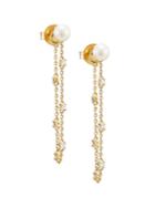 Yoko London 18k Yellow Gold, Pearl & Diamond Chain Earrings