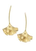Oscar De La Renta Large Grinko Leaf Goldtone Earrings