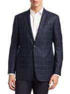 Armani Collezioni Slim-fit Windowpane Wool Blazer