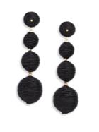 Kenneth Jay Lane Three Thread Ball Drop Earrings/black