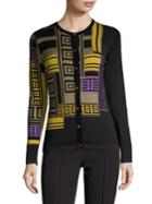 Versace Collection Printed Stretch Silk Cardigan