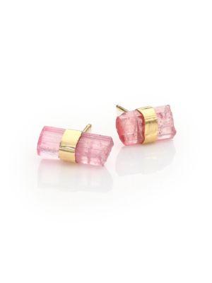 Jacquie Aiche Pink Tourmaline & 14k Yellow Gold Stud Earrings