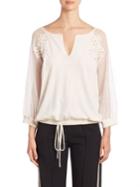 Chloe Embroidered Knit Blouse