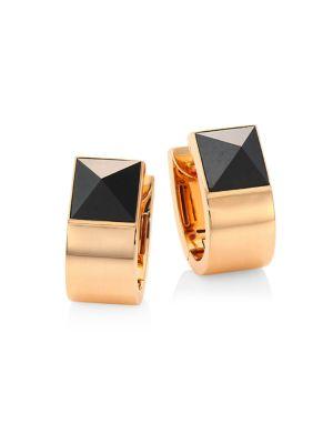 Roberto Coin Prive Pyramid Black Jade & 18k Rose Gold Earrings