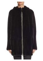 The Fur Salon Hooded Velvet Mink Coat