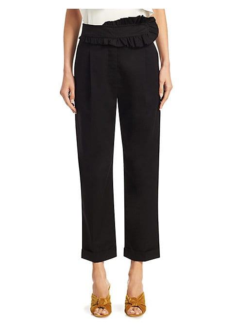 Carven Ruffle Cropped Cotton Pants