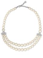 Majorica Social 8-10mm Organic Pearl & Crystal Two-row Necklace