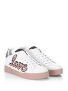 Dolce & Gabbana Embroidered Leather Sneakers