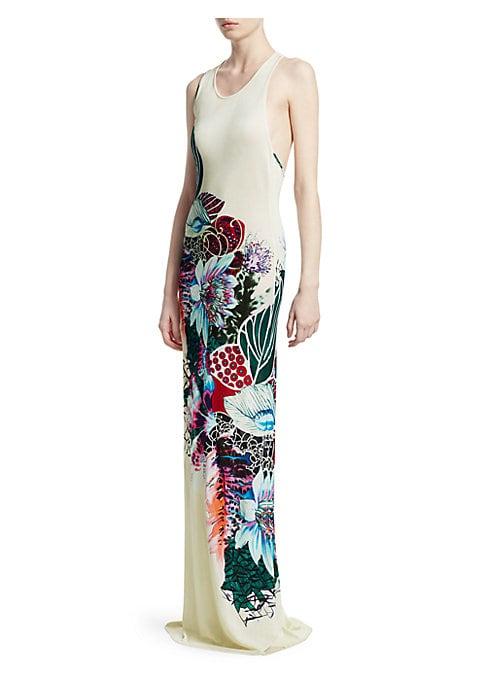 Roberto Cavalli Cutout Floral Maxi Dress