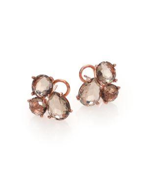 Ippolita Rose Rock Candy Smoky Quartz Doublet Cluster Earrings