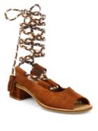 See By Chloe Palma Lace-up Suede Block Heel Sandals