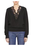 Chloe Wool Silk Long Sleeve Lace V-neck Sweater