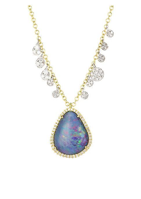 Meira T Opal, Diamond & 14k Gold Triplet Pendant Necklace