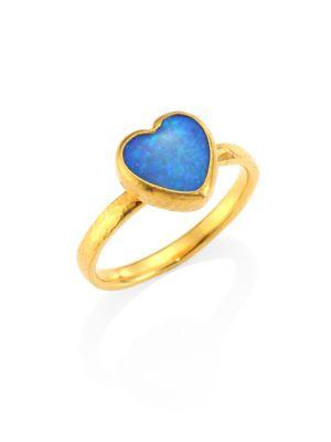 Gurhan Amulet Hue Opal & 22-24k Yellow Gold Heart Ring