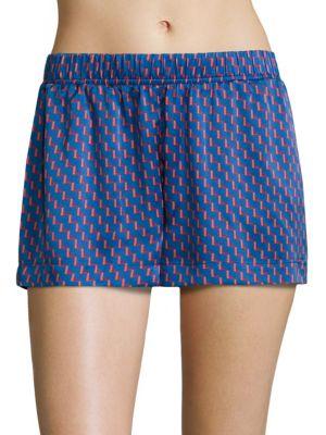 Asceno Patterned Silk Pajama Shorts