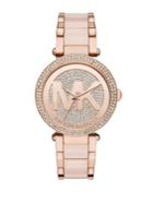 Michael Kors Parker Blush Acetate And Rose Goldtone Stainless Steel Bracelet Watch