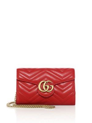 Gucci Gg Marmont Matelasse Leather Chain Wallet