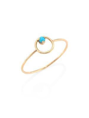Zoe Chicco Turquoise & 14k Yellow Gold Circle Ring