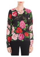 Dolce & Gabbana Lace Inset Rose Print Sweater