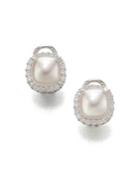 Majorica 9mm White Mabe Pearl & Sterling Silver Halo Stud Earrings