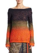 Peter Pilotto Off-shoulder Lace Knit Sweater