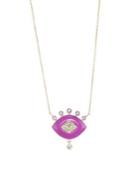 Nayla Arida Eye 18k Yellow Gold, Purple Enamel, Amethyst & Diamond Pendant Necklace