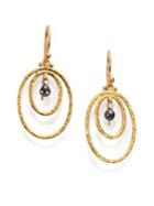 Gurhan Hoopla Black Diamond & 24k Yellow Gold Drop Earrings