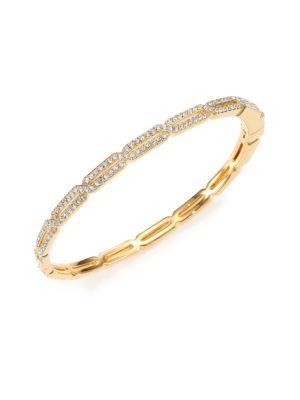 Adriana Orsini Pave Crystal Long Hexagon Bangle Bracelet/goldtone