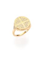 Devon Woodhill 18k Brushed Yellow Gold & Diamond Dee Signet Ring