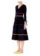 Carolina Herrera Satin Stripe Bow Knit Wool A-line Dress