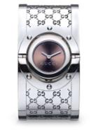 Gucci Twirl Stainless Steel Monogram Bangle Bracelet Watch