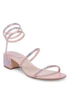 Rene Caovilla Pink Crystal Ankle Wrap Sandals