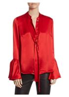 Saks Fifth Avenue Collection Silk Tie-neck Bell-sleeve Blouse