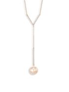 Yoko London Diamond & 14mm White Pearl Y Necklace