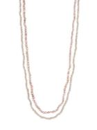Lena Skadegard 5mm Pink Potato Pearl & Zircon Long Beaded Strand Necklace