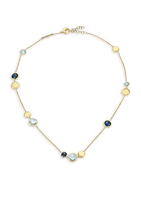Marco Bicego 18k Yellow Gold & Blue Topaz Station Necklace