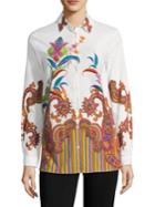 Etro Psych Paisley Stretch Cotton Button-down