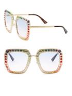 Gucci 52mm Rainbow Crystal-studded Square Sunglasses
