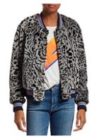 Mother Faux Fur Leopard Letterman Jacket