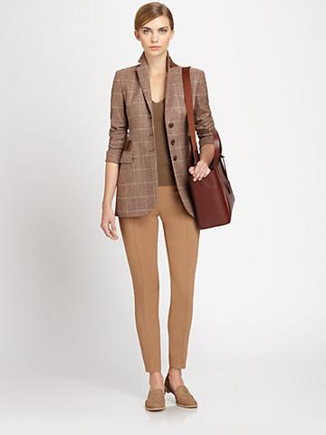 Akris Suede-trimmed Plaid Wool-blend Blazer