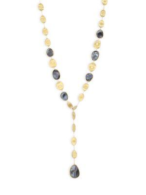 Marco Bicego Lunaria Long Lariat Necklace With Diamonds & Black Mother Of Pearl